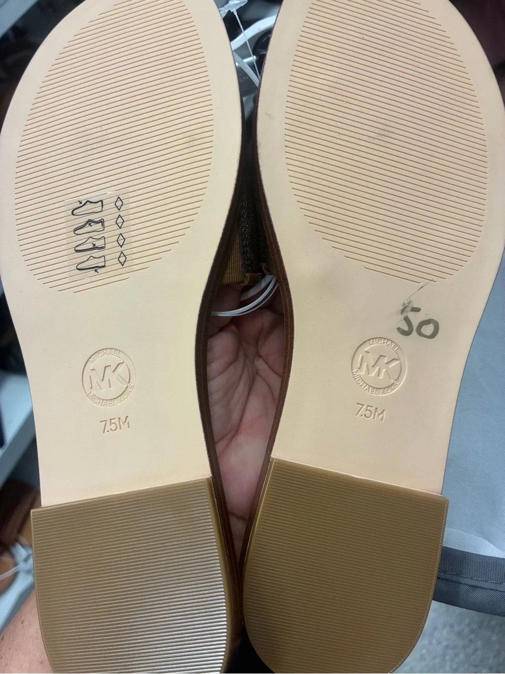 MICHAEL Michael Kors Tan Brown Quilted Logo Slide Sandals
